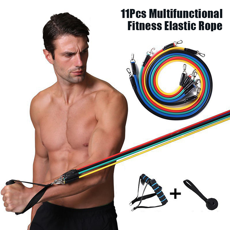 Resistance Bands Set With Handles - Nuovo Set da 11 Pezzi di